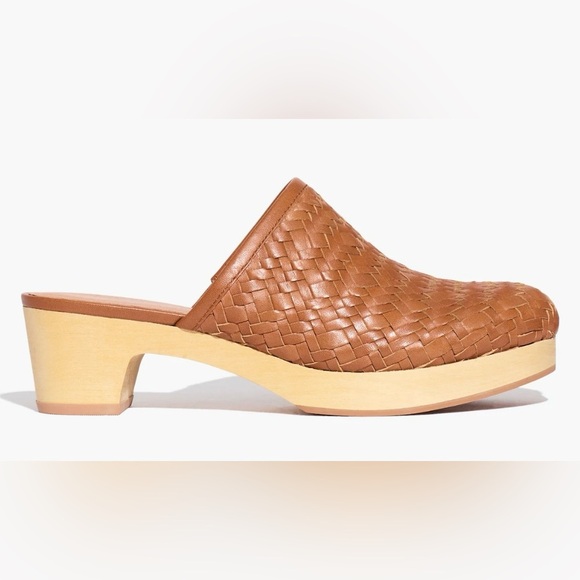 Madewell Jordyn Clog NWOT in Woven Leather Wood Heel, Comfortable, Camel Sz 6.5 - Picture 2 of 16